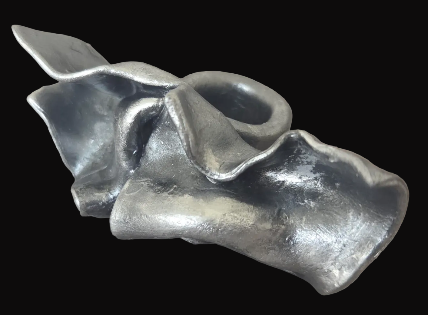 Faux Sterling Silver Industrial Architectual Sculpted Statement Ring