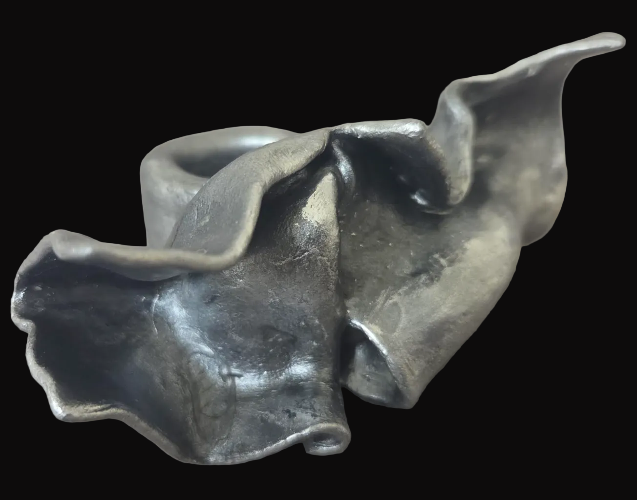 Faux Sterling Silver Industrial Architectual Sculpted Statement Ring