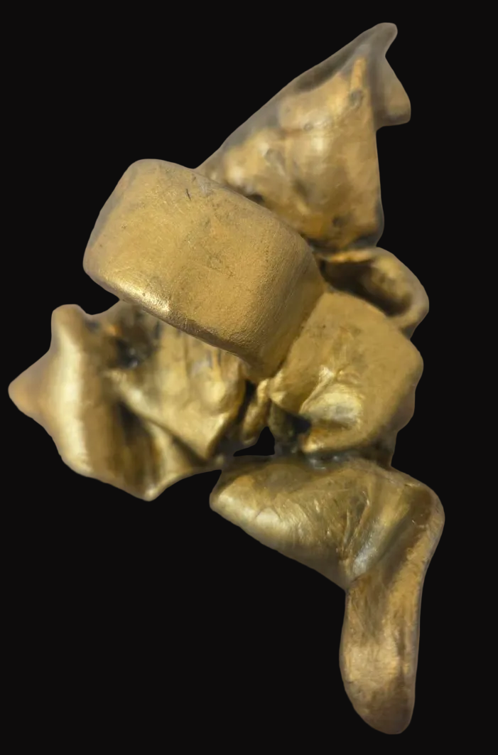 Golden Bronze Squiggly Abstract Industrial Sculpted Hand Ring