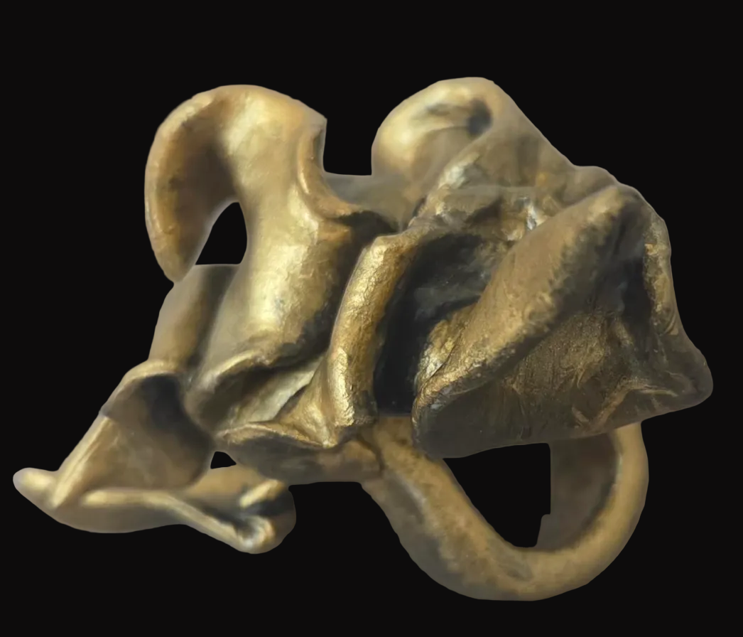 Golden Bronze Squiggly Abstract Industrial Sculpted Hand Ring