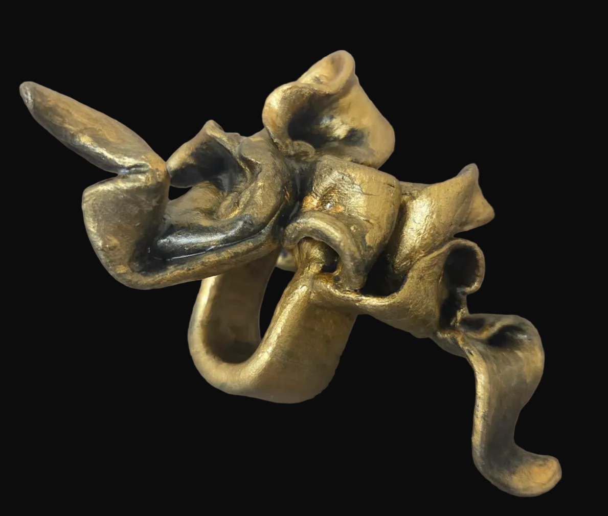 Golden Bronze Squiggly Abstract Industrial Sculpted Hand Ring