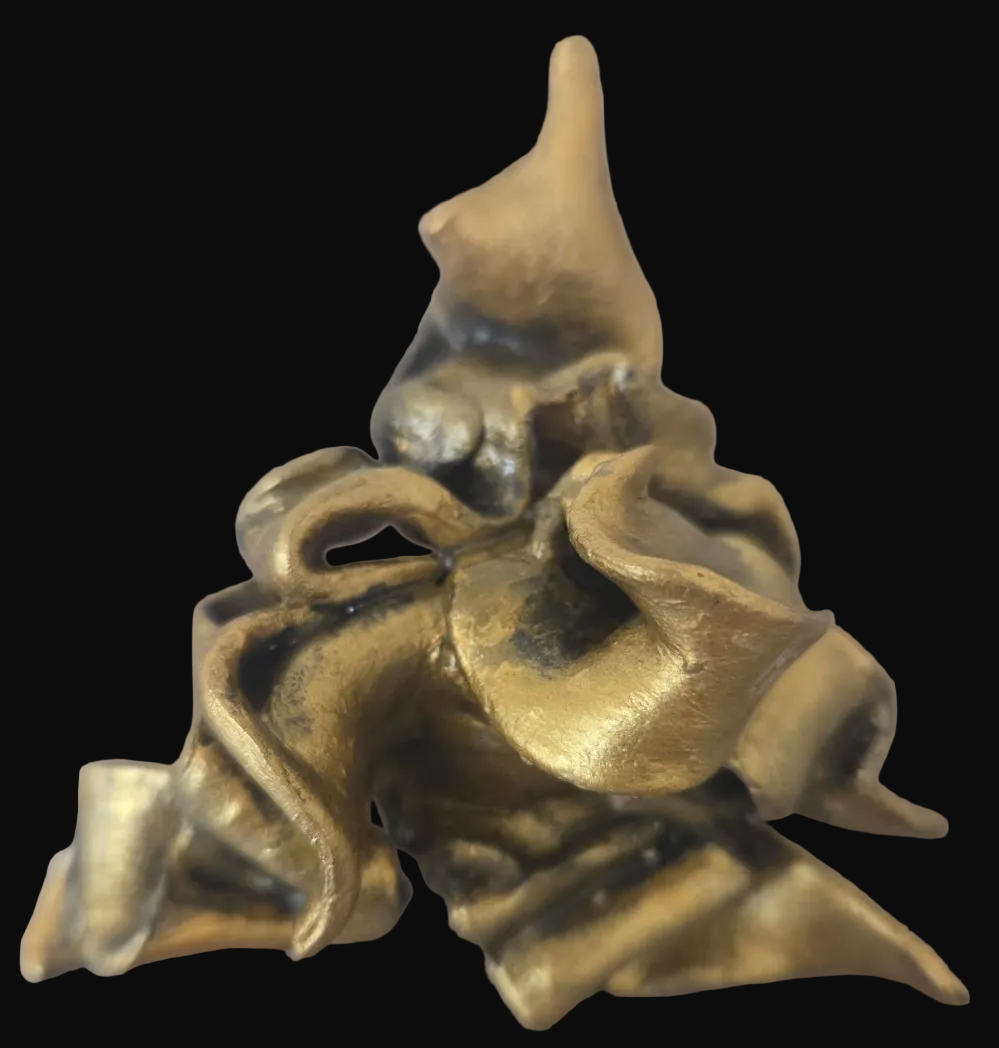 Golden Bronze Squiggly Abstract Industrial Sculpted Hand Ring