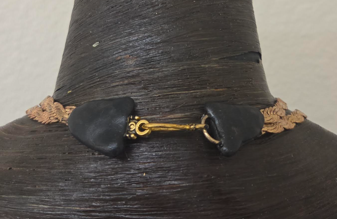 Sculpted Crystal Point Unisex Amulet With Vintage Brass & Copper Chain