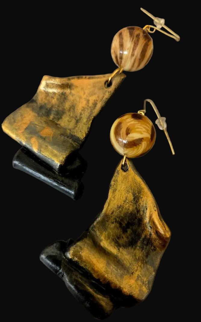 Wild Exotic Ombre & Leopard Sculpted Pierced Earrings - Haute Couture