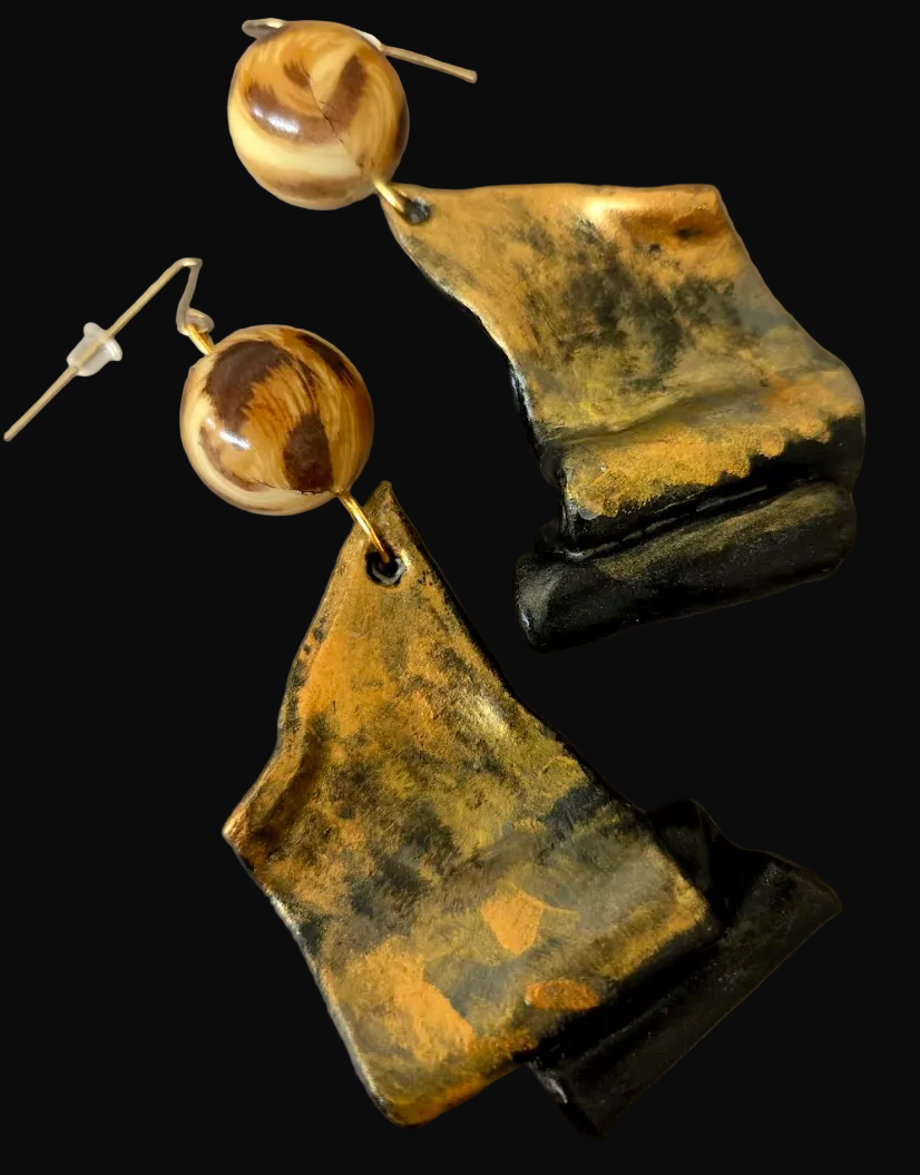 Wild Exotic Ombre & Leopard Sculpted Pierced Earrings - Haute Couture