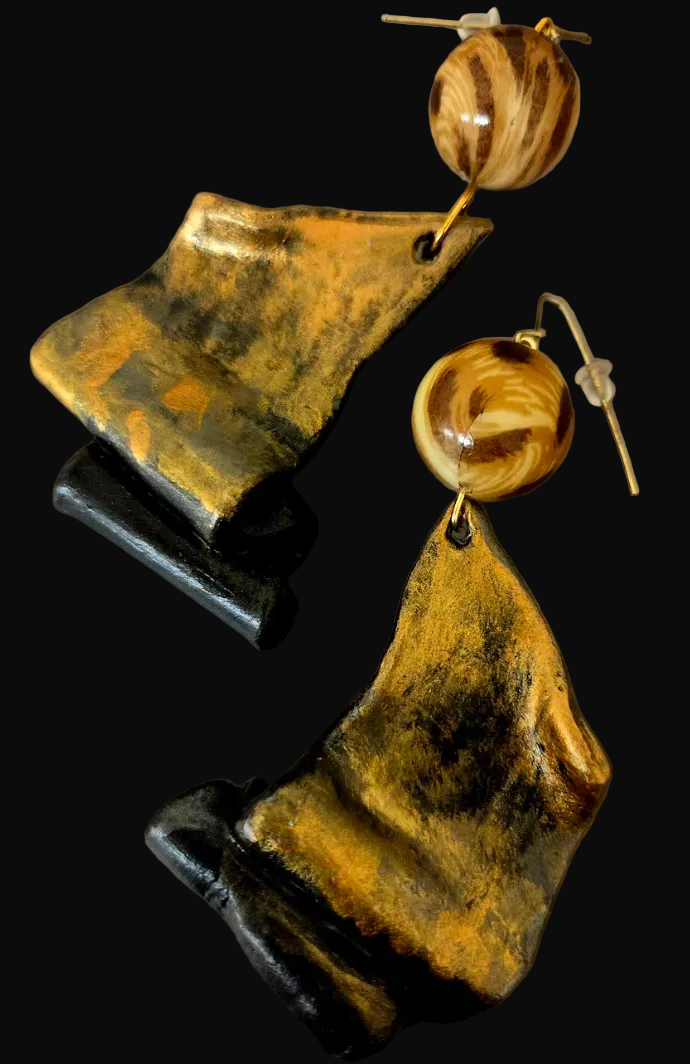Wild Exotic Ombre & Leopard Sculpted Pierced Earrings - Haute Couture