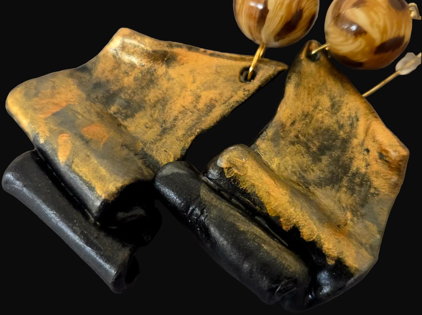 Wild Exotic Ombre & Leopard Sculpted Pierced Earrings - Haute Couture