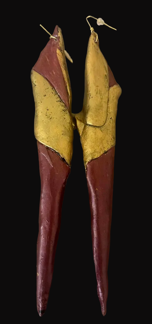 Abstract Garnet and Gold Shoulder Duster Pierced Earrings