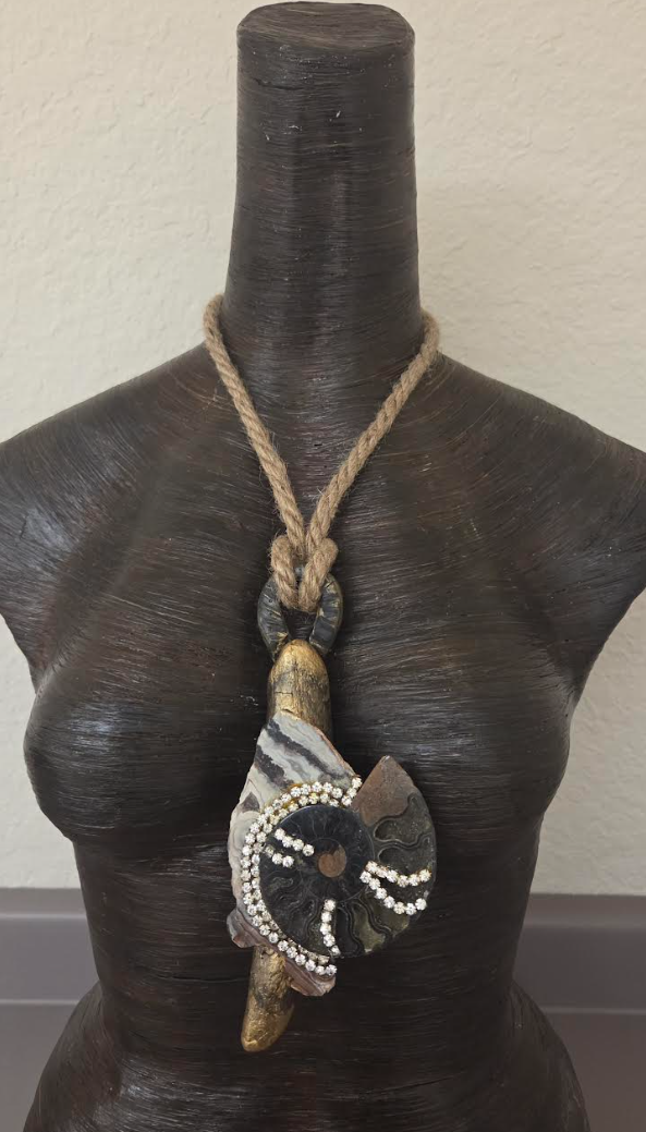 Earth Tone Mixed Media Component Organic Pendant on a Hemp Rope