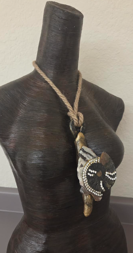 Earth Tone Mixed Media Component Organic Pendant on a Hemp Rope