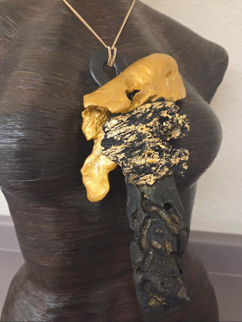 Gilded Driftwood Artisan Unisex Assemblage Statement Pendant - Posh