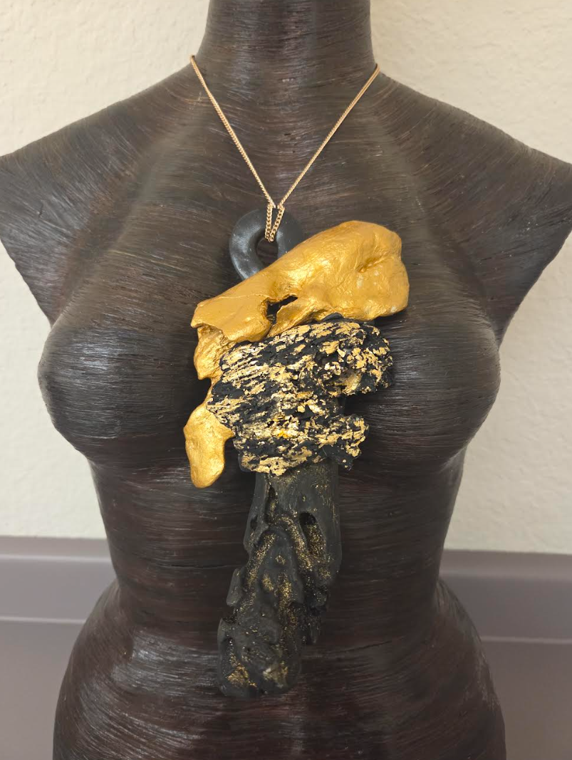 Gilded Driftwood Artisan Unisex Assemblage Statement Pendant - Posh