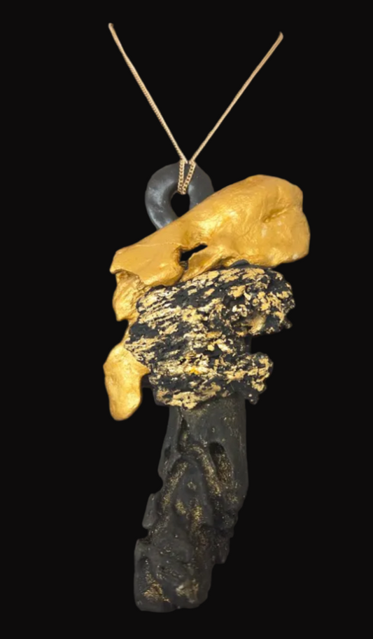 Gilded Driftwood Artisan Unisex Assemblage Statement Pendant - Posh
