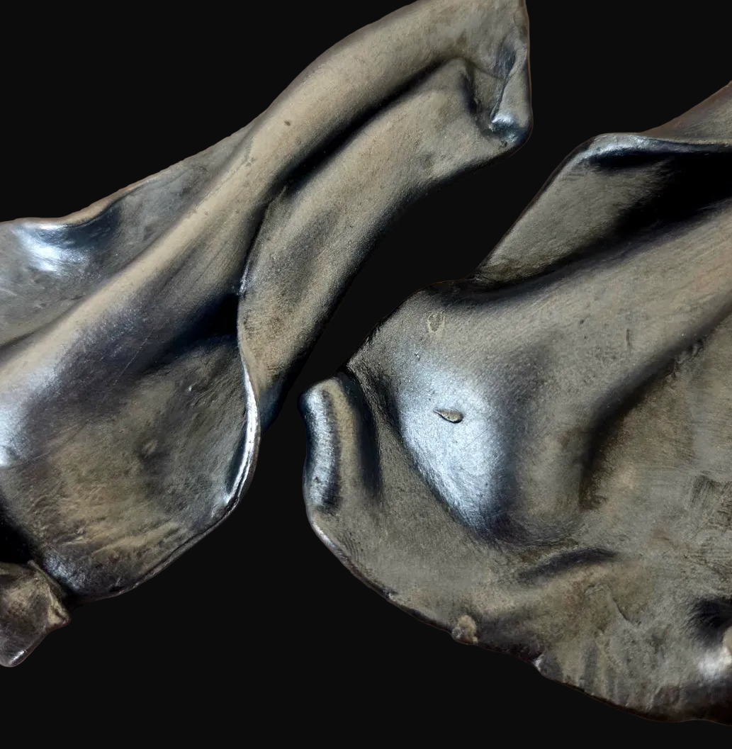 Faux Pewter Art Nouveau Shoulder Duster Earrings - Sensuous