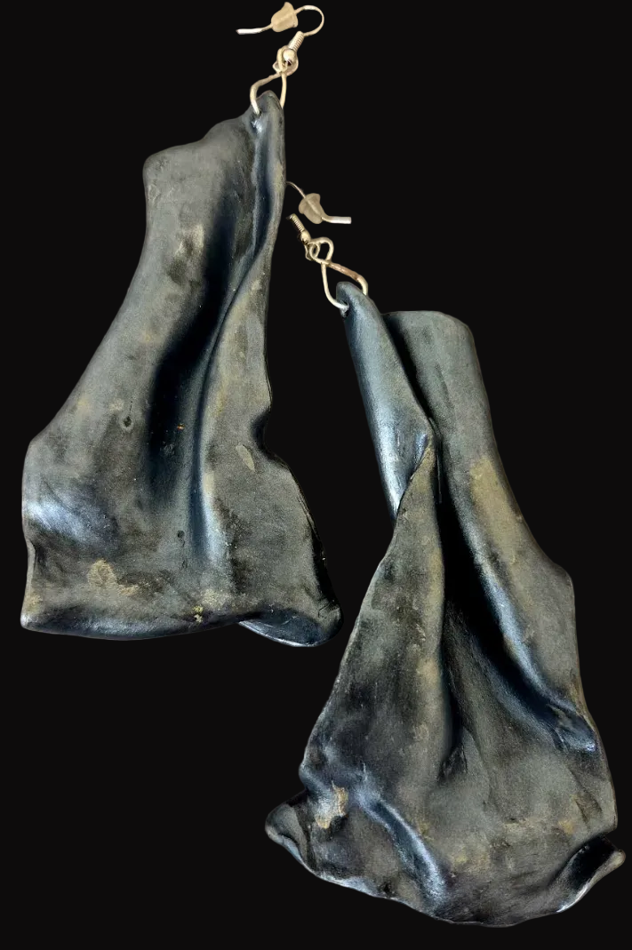 Faux Pewter Art Nouveau Shoulder Duster Earrings - Sensuous