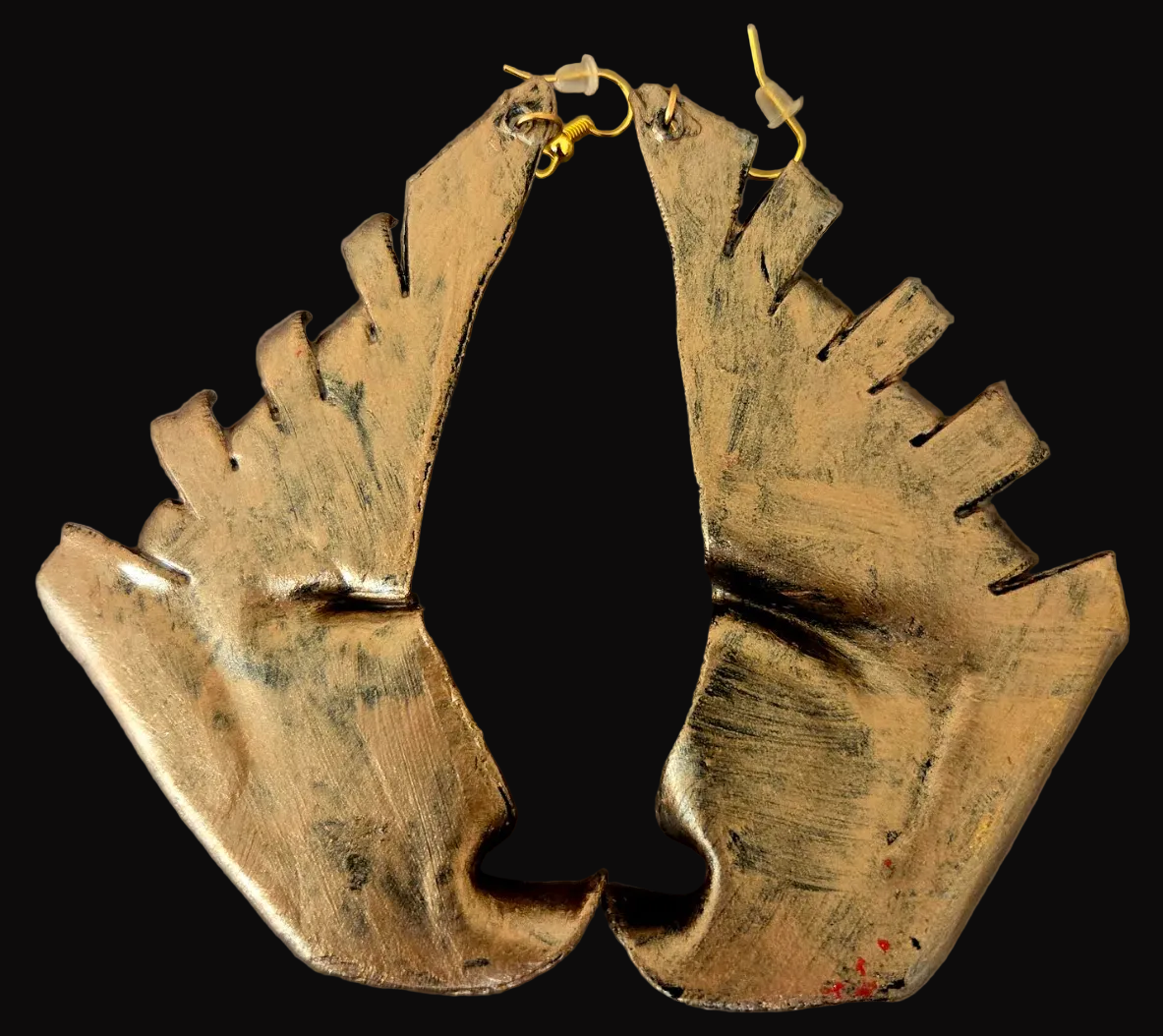 Tri Tone Metallic Oversized Artisan Pierced Earrings - Haute Couture