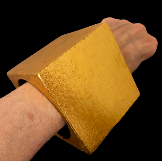 XL Metallic Gold Leaf Cube Statement Cuff for PLUS Women - MONIES Style