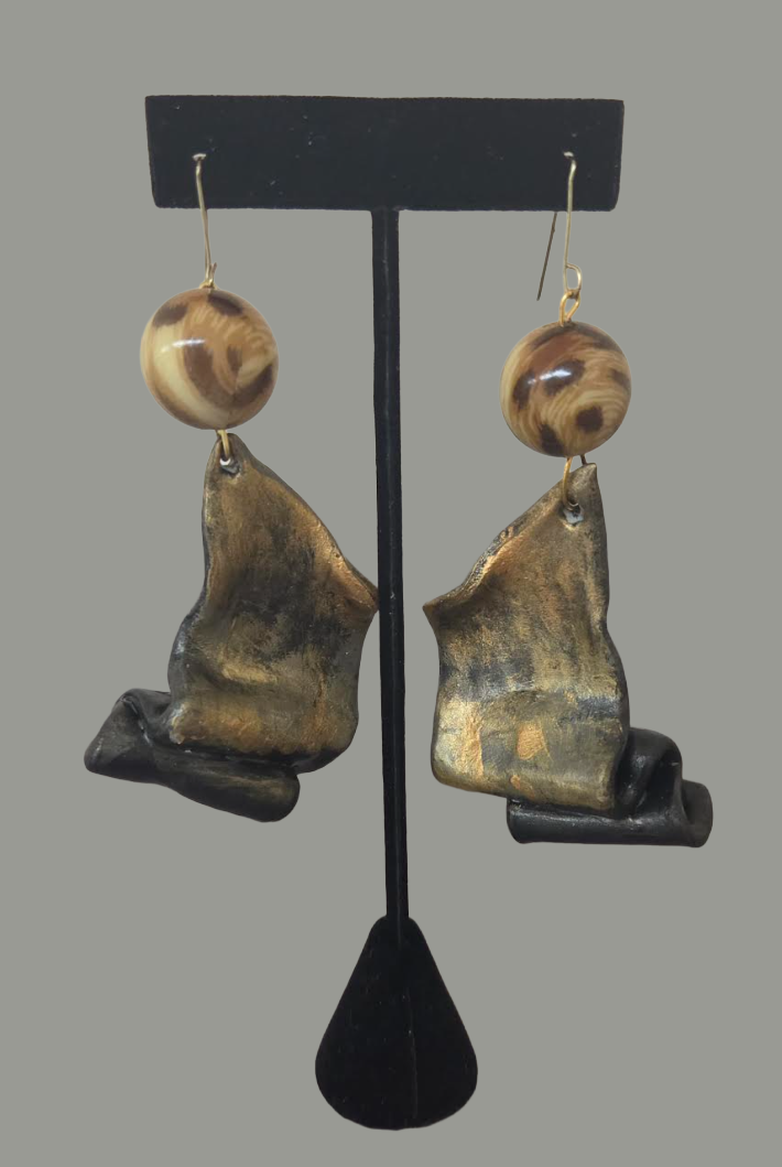 Wild Exotic Ombre & Leopard Sculpted Pierced Earrings - Haute Couture