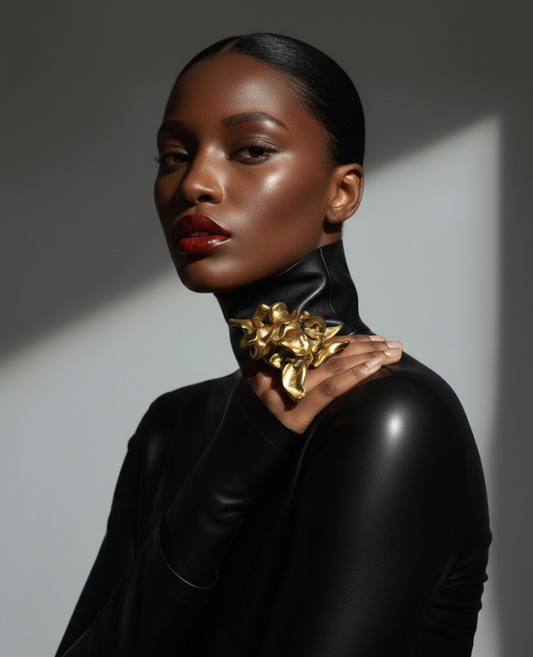 Golden Bronze Squiggly Abstract Industrial Sculpted Hand Ring