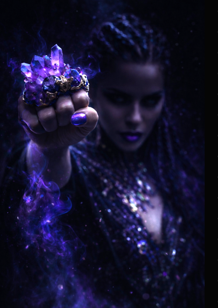 Purple Crystal Knuckle Statement Ring - Lavender Aura Crystal Finger Candy