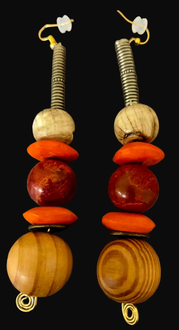 Tribal Inspired Beaded Shoulder Duster Pierced Earrings - Bold