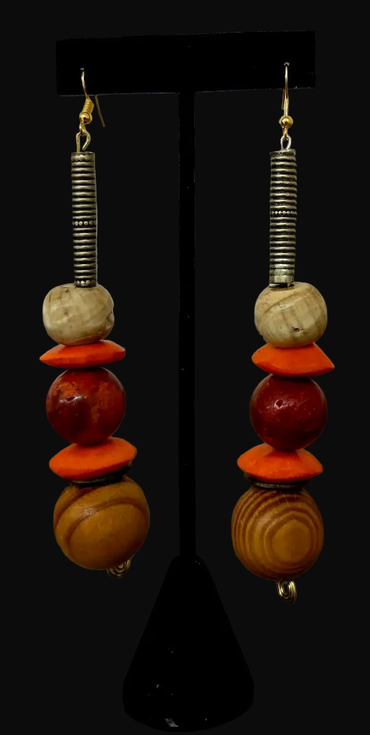 Tribal Inspired Beaded Shoulder Duster Pierced Earrings - Bold