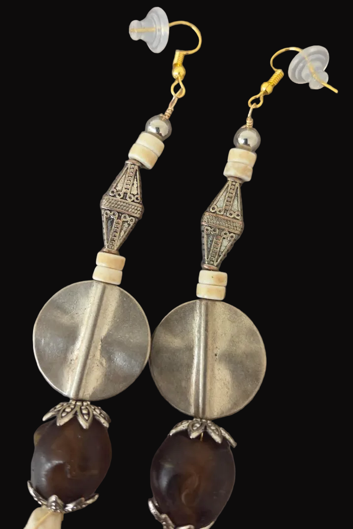 Tribal Inspired Tusk Shoulder Duster Pierced Earrings - Wild & Exotic