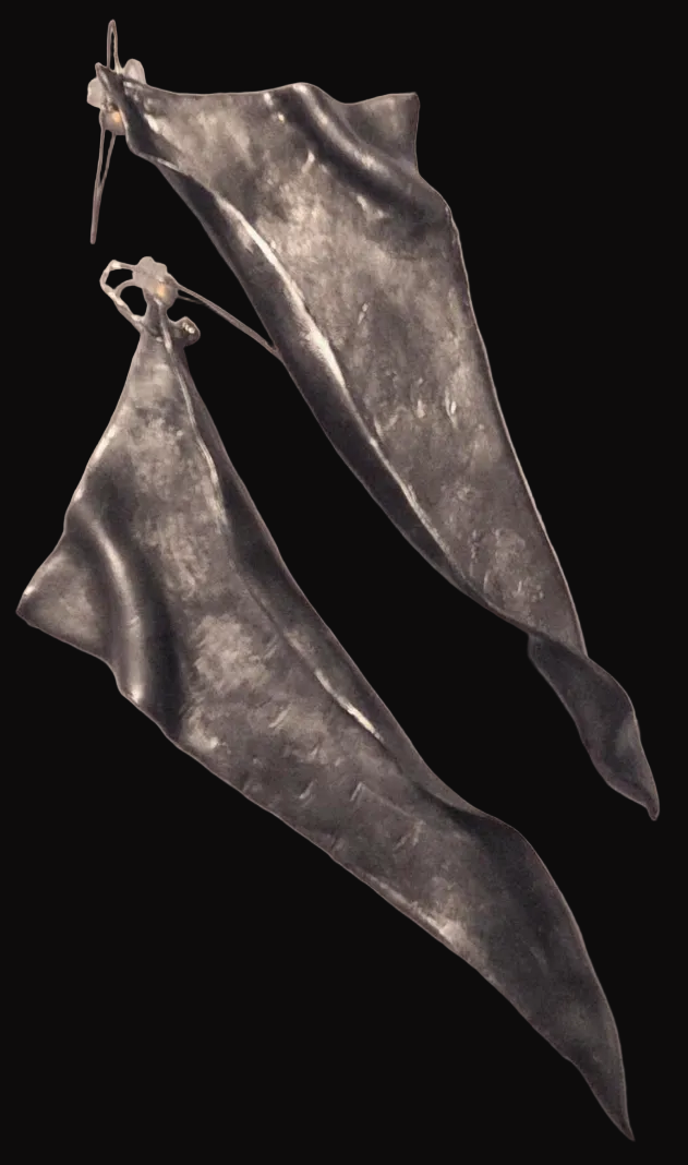 Architectural Blackened Silver Shoulder Duster Pierced Earrings - Couture