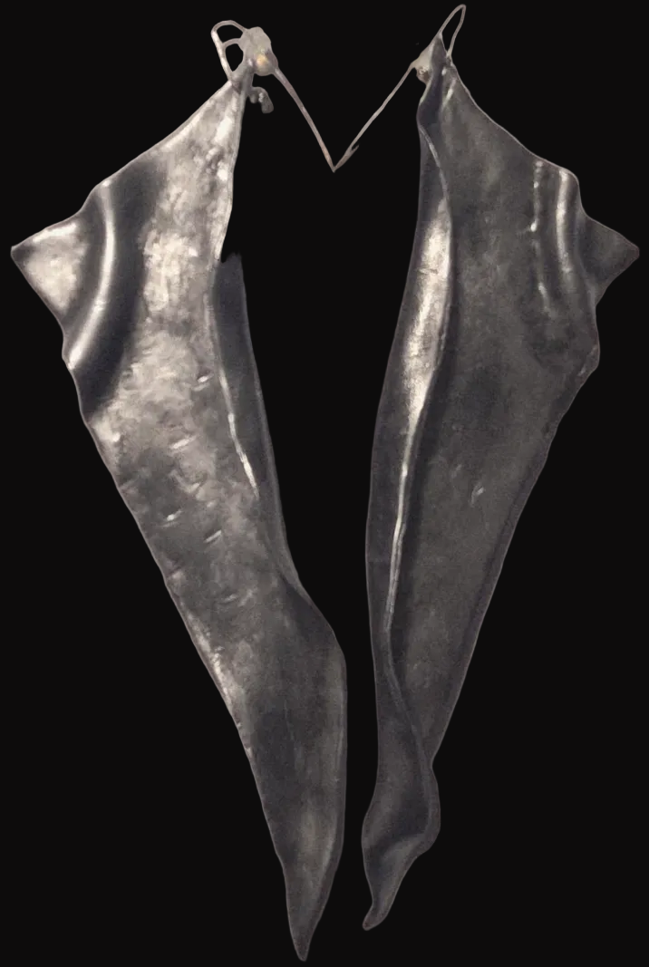 Architectural Blackened Silver Shoulder Duster Pierced Earrings - Couture