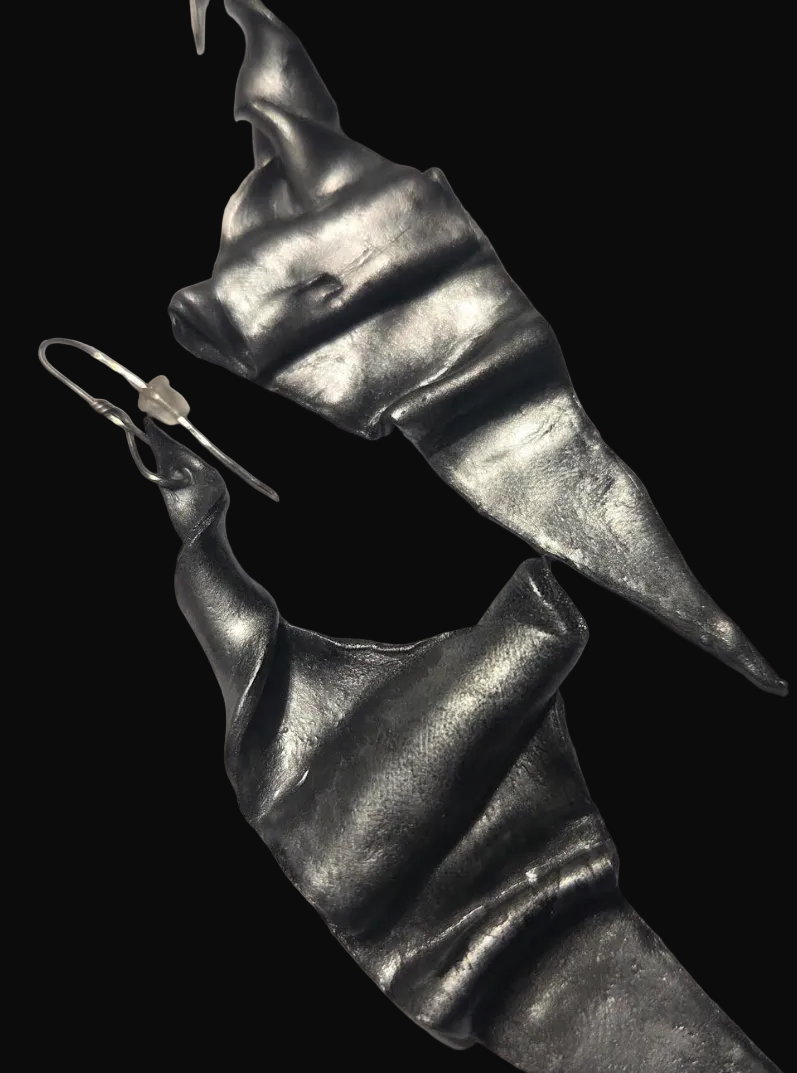 Art Deco Architectural Hand Sculpted Statement Pierced Earrings - OOAK