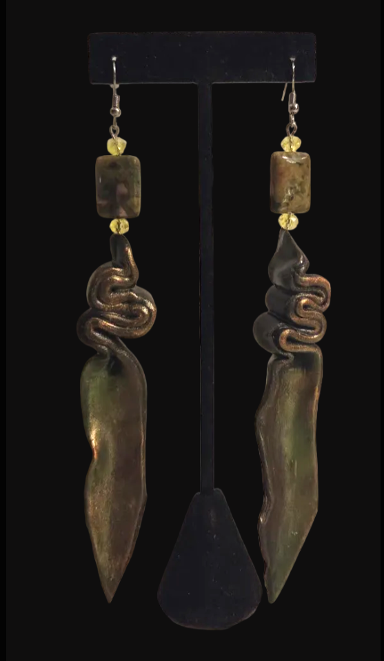 Deep Bronze & Metallic Olivine Hand Sculpted Shoulder Dusters - Camo