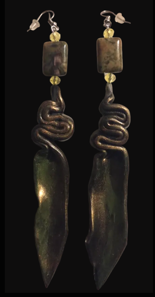 Deep Bronze & Metallic Olivine Hand Sculpted Shoulder Dusters - Camo