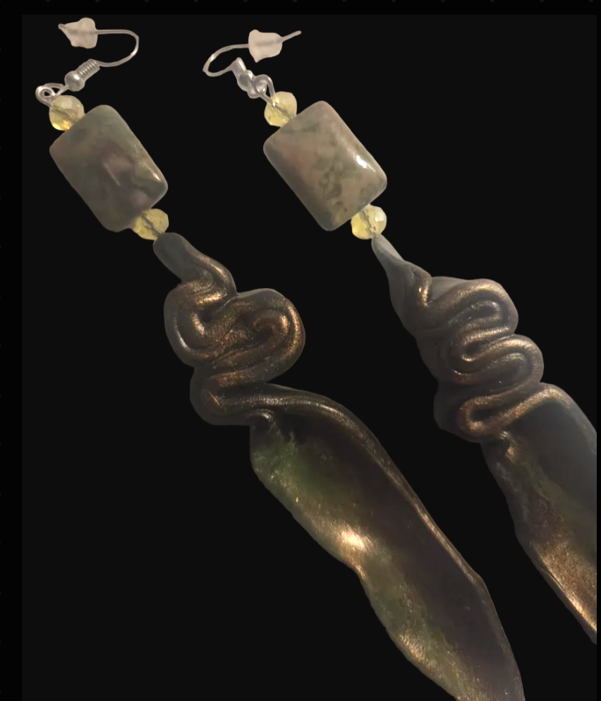 Deep Bronze & Metallic Olivine Hand Sculpted Shoulder Dusters - Camo
