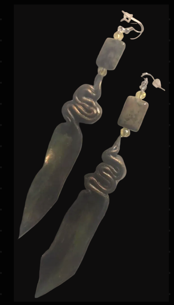 Deep Bronze & Metallic Olivine Hand Sculpted Shoulder Dusters - Camo