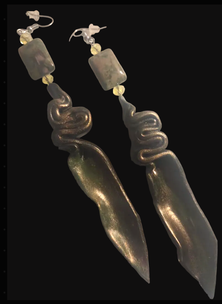 Deep Bronze & Metallic Olivine Hand Sculpted Shoulder Dusters - Camo