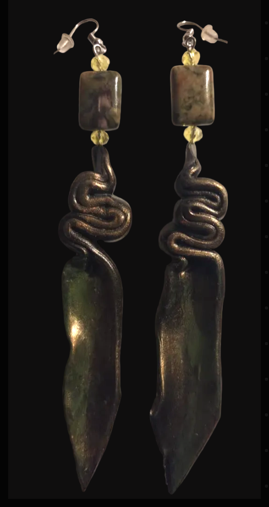 Deep Bronze & Metallic Olivine Hand Sculpted Shoulder Dusters - Camo