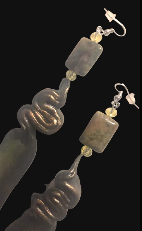 Deep Bronze & Metallic Olivine Hand Sculpted Shoulder Dusters - Camo