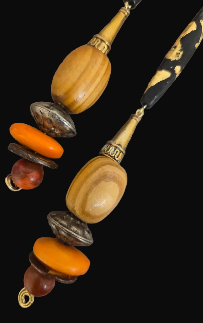 Exotic Autumn Beaded Shoulder Duster Pierced Earrings - Women of Color
