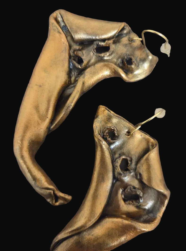Avant Garde Sculpted Copper Rose Gold Sculpted Pierced Earrings ~ Edgy
