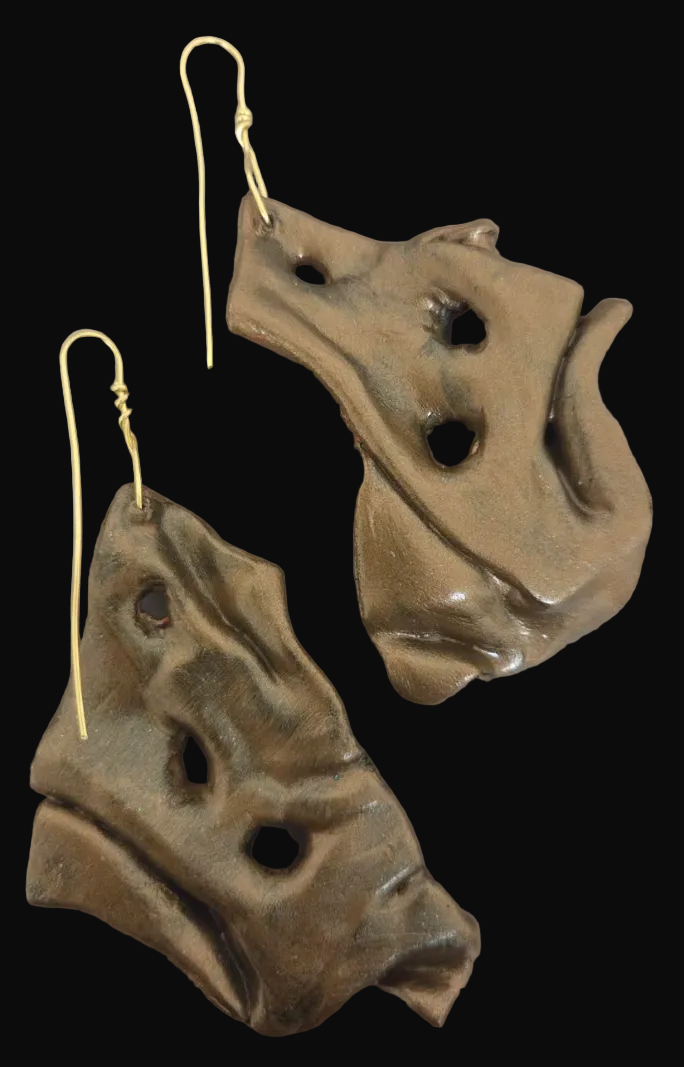 Faux Rusted Brass Avant Garde Torn Pierced Earrings - Defiant