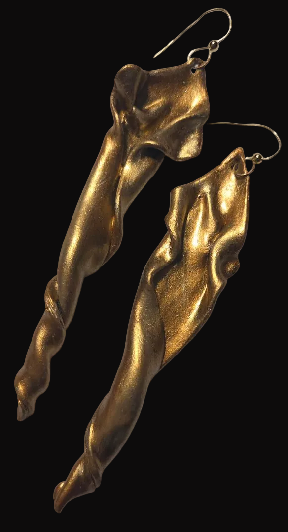 Sensuous Metallic Copper & Gold Hand Sculpted Art Nouveau Earrings