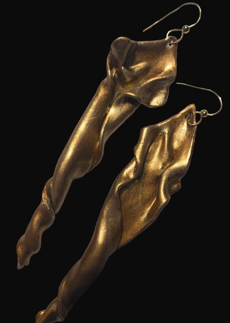 Sensuous Metallic Copper & Gold Hand Sculpted Art Nouveau Earrings