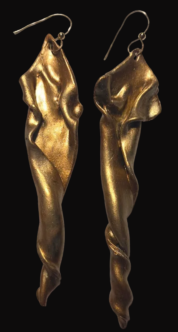 Sensuous Metallic Copper & Gold Hand Sculpted Art Nouveau Earrings