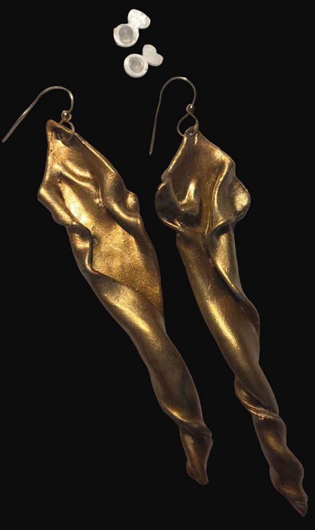 Sensuous Metallic Copper & Gold Hand Sculpted Art Nouveau Earrings