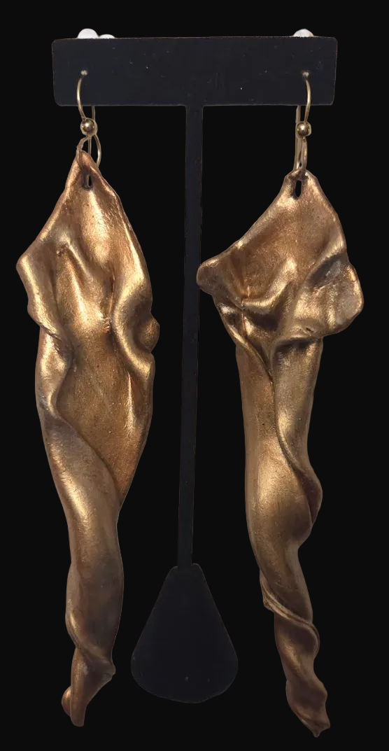Sensuous Metallic Copper & Gold Hand Sculpted Art Nouveau Earrings