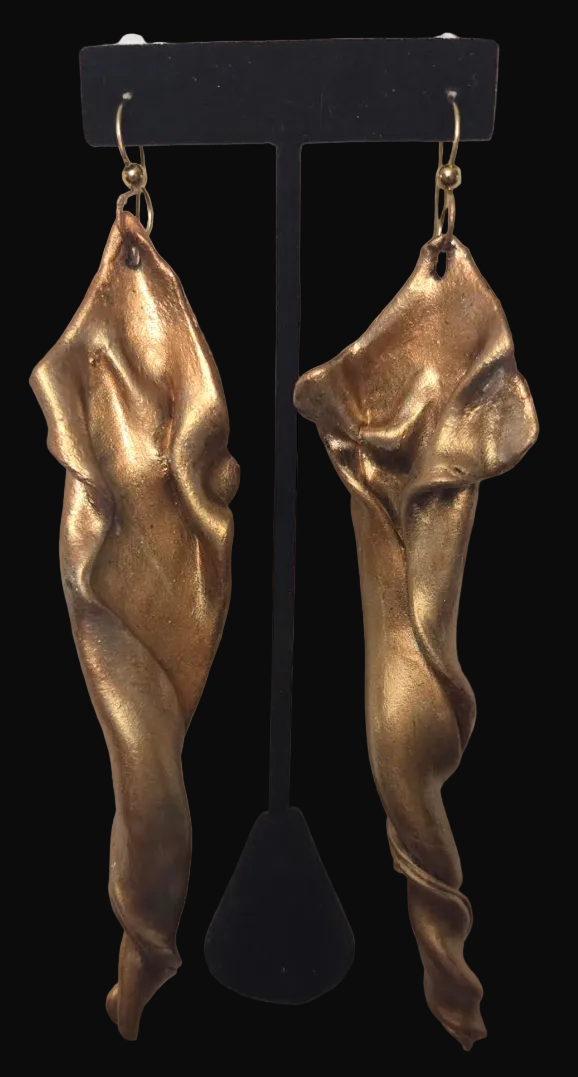 Sensuous Metallic Copper & Gold Hand Sculpted Art Nouveau Earrings