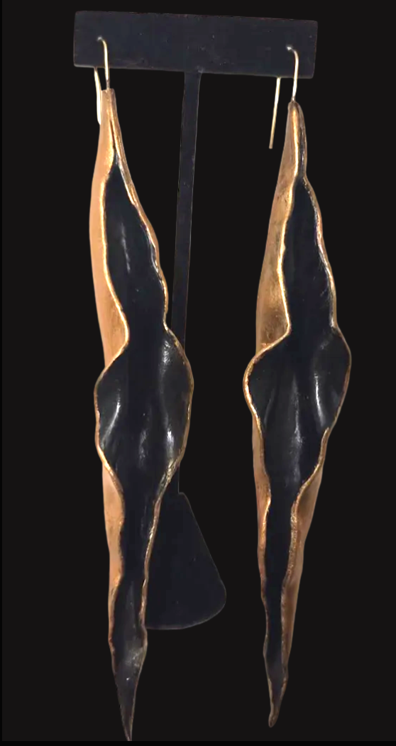 Dramatic Black & Gold Hand Sculpted Cave Shoulder Dusters - OOAK