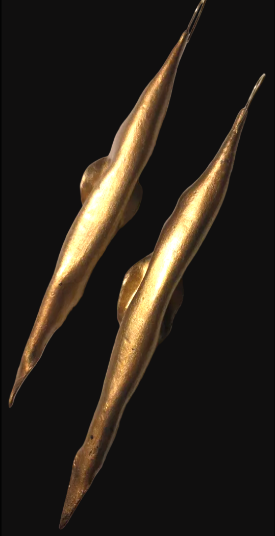 Dramatic Black & Gold Hand Sculpted Cave Shoulder Dusters - OOAK