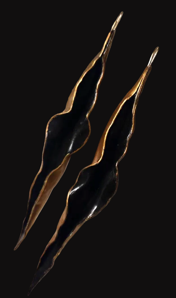 Dramatic Black & Gold Hand Sculpted Cave Shoulder Dusters - OOAK
