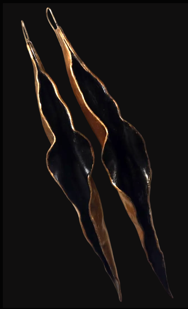 Dramatic Black & Gold Hand Sculpted Cave Shoulder Dusters - OOAK